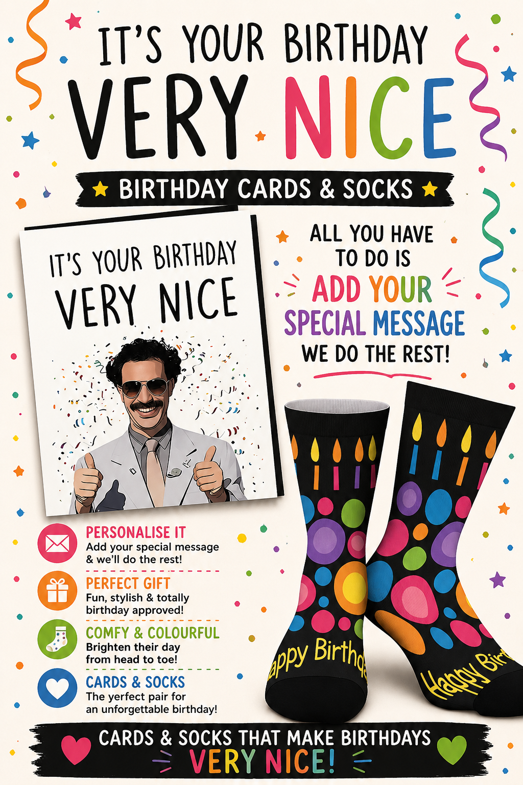 Its your Birthday Card & Happy Birthday Socks