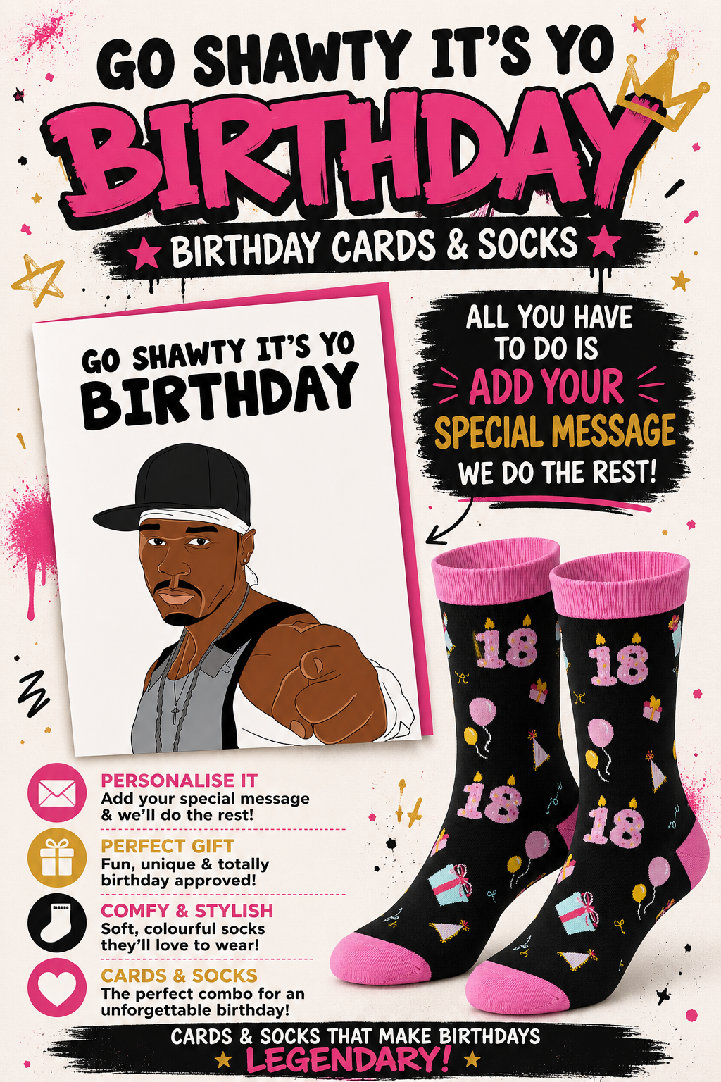 Go Shorty Its Yo Birthday & 18th Birthday Socks
