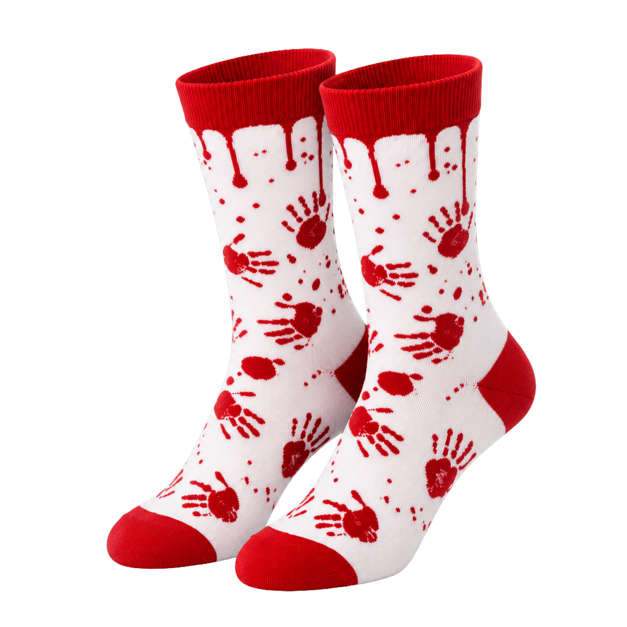 Serial Killer, Hand Print Blood Horror Scary Socks