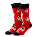 Red Pug Dog Socks
