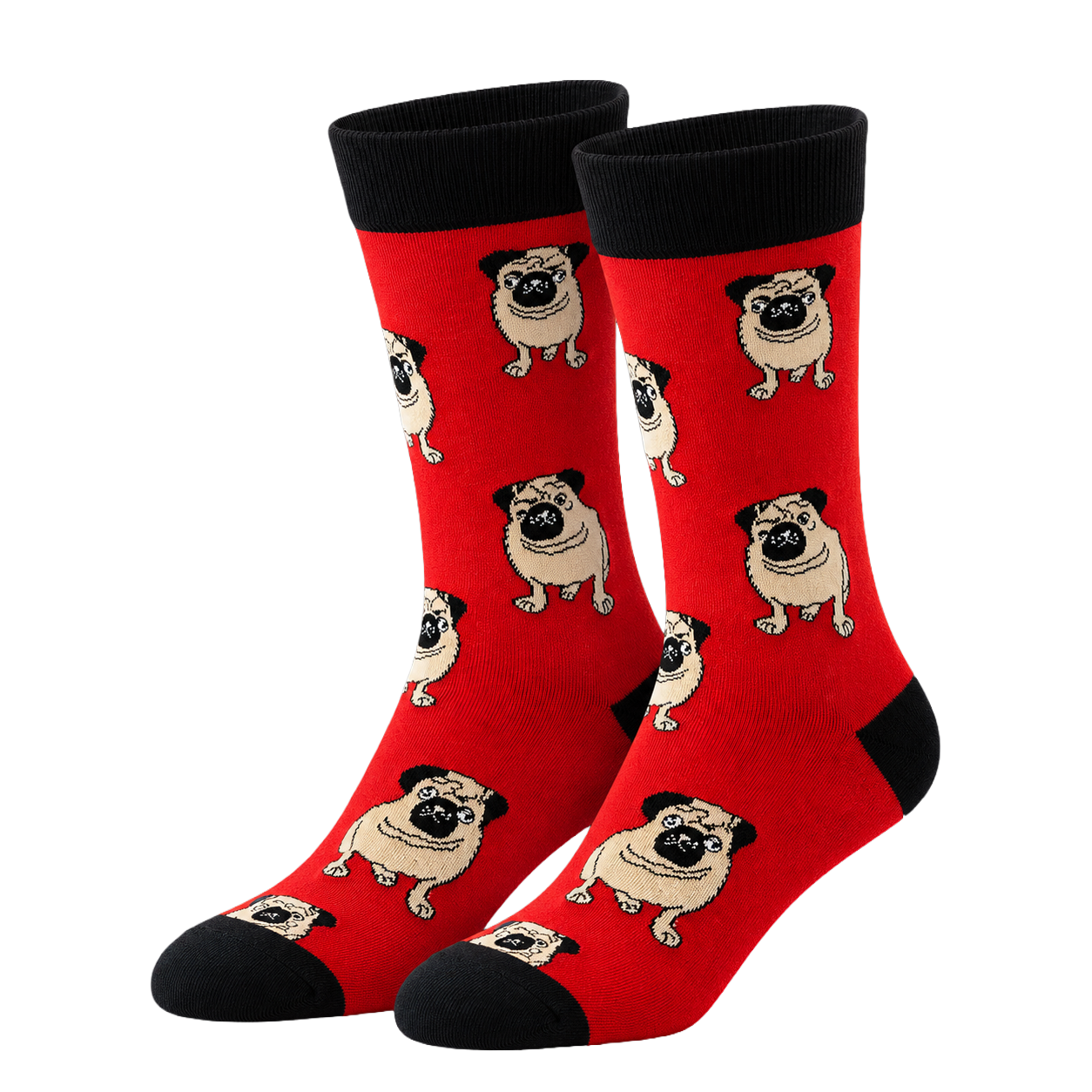 Red Pug Dog Socks