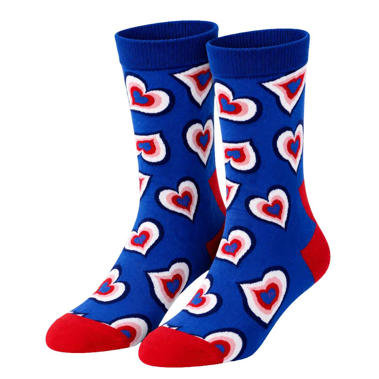 Blue and Red Love Heart Socks