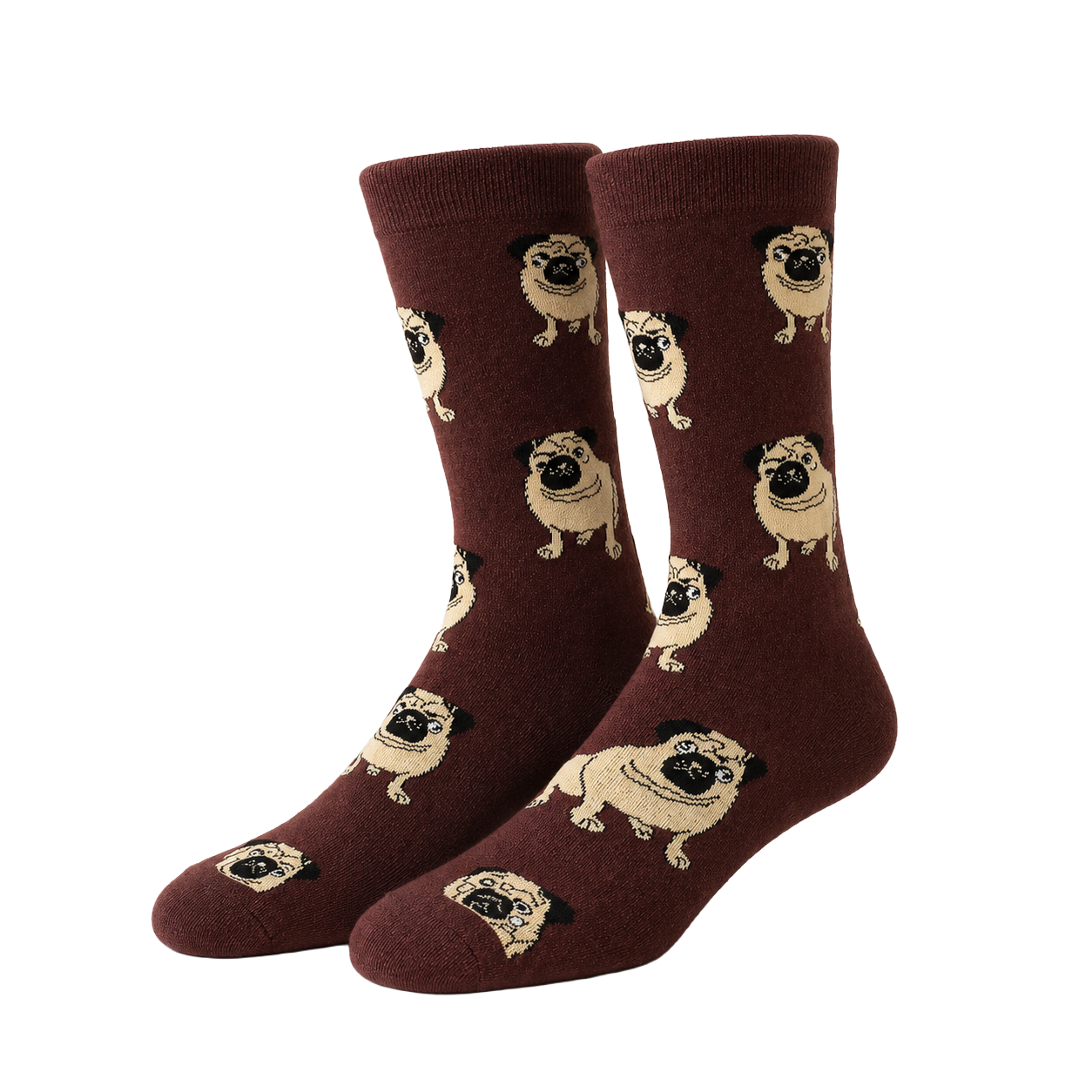Brown Pug Dog Socks